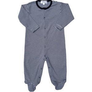COPY - Benben Footie Navy Stripes - Pima Cotton